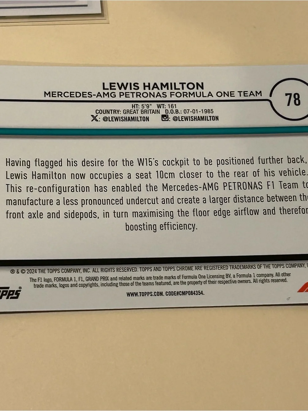 Topps Lewis Hamilton Racing Cards – Blue, Black, Yellow Accents